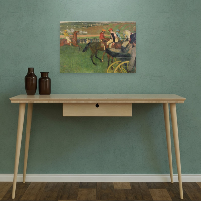 The Race Course - Amateur Jockeys Near A Carriage, C.1876-87 Abstract Contemporary Horse Wall Art Print by Edgar Degas - 1 Piece Wrapped Canvas Wall Art