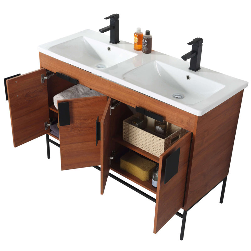Ensemble de meuble-lavabo simple 48 po Maisie, Noir, Noyer épicé
