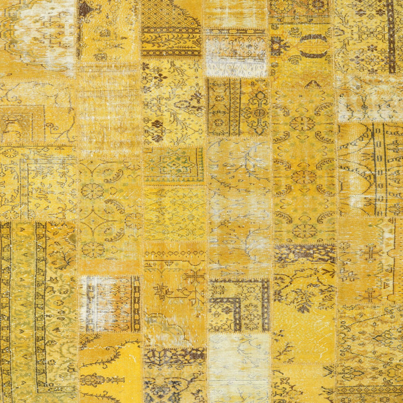 Tapis contemporain jaune, Carré 5 pi
