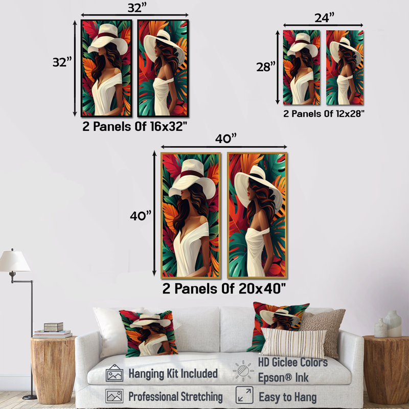 Ensemble de 2 pièces d'art mural pop art blanc et vert, H 28 po x l 24 po, Toile tendue sur cadre, Ne s’applique pas