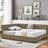 Upholstered Full Size Bed Frame With Comfortable Armrest And , Velvet Fabric, For Bedroom Living Room, , Brown Mid-Century Style Frame, Upholstery Strong,-691891417
