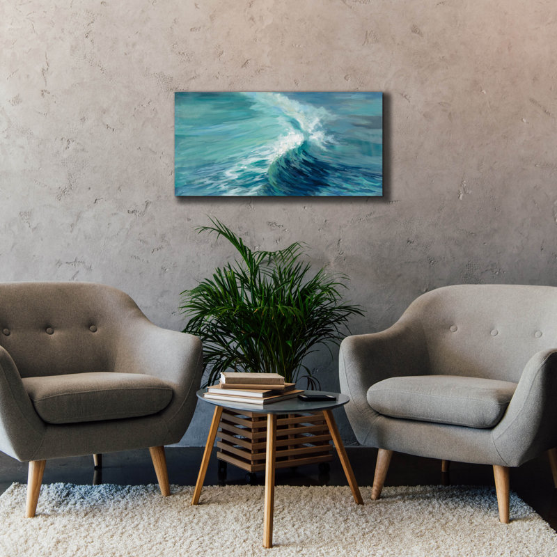  «Aquamarine Wave» par Silvia Vassileva, art mural sur toile, 40 po x 20 po, H 20 po x l 40 po