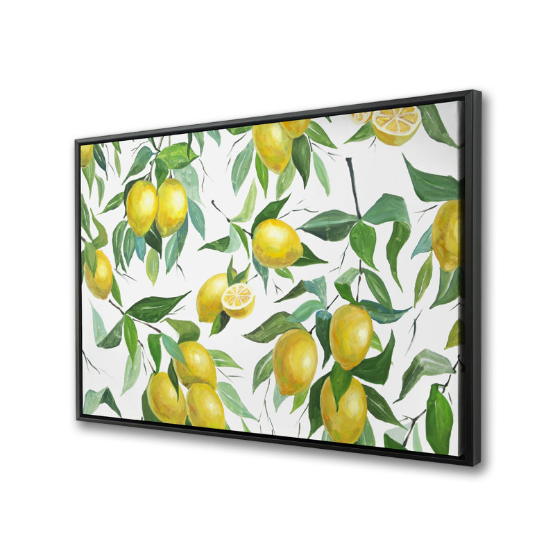 Toile illustrée avec motif de feuilles de citron | Décoration intérieure