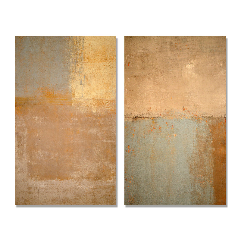 Ensemble de 2 peintures sur toile - "Grey rencontre beige", art abstrait IV, Toile tendue, H 20 po x l 24 po x P 1 po
