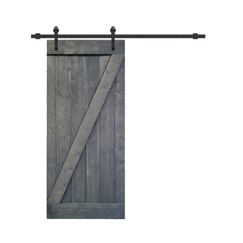 Porte de grange à panneaux K Series, Gris anthracite, Noir mat, 40 po x 84 po