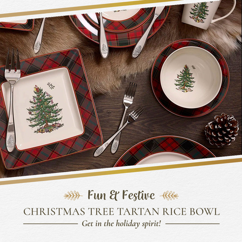 Spode Christmas Tree Tartan Rice Bowl 6"
