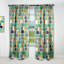 Motif géométrique avec feuilles et fleurs - Rideau simple occultant Mid-Century-497393737