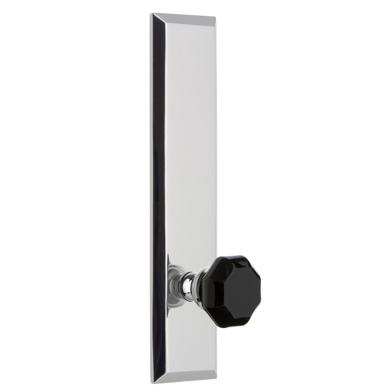 Grand Grand Fifth Avenue, grande assiette avec bouton de porte Lyon, 2-3/8 po, Chrome brillant