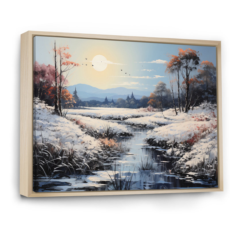 Winter Rivier Tranquility I, reproduction d'art sur toile, Cadre naturel flottant, H 34 po x l 44 po x P 1,5 po