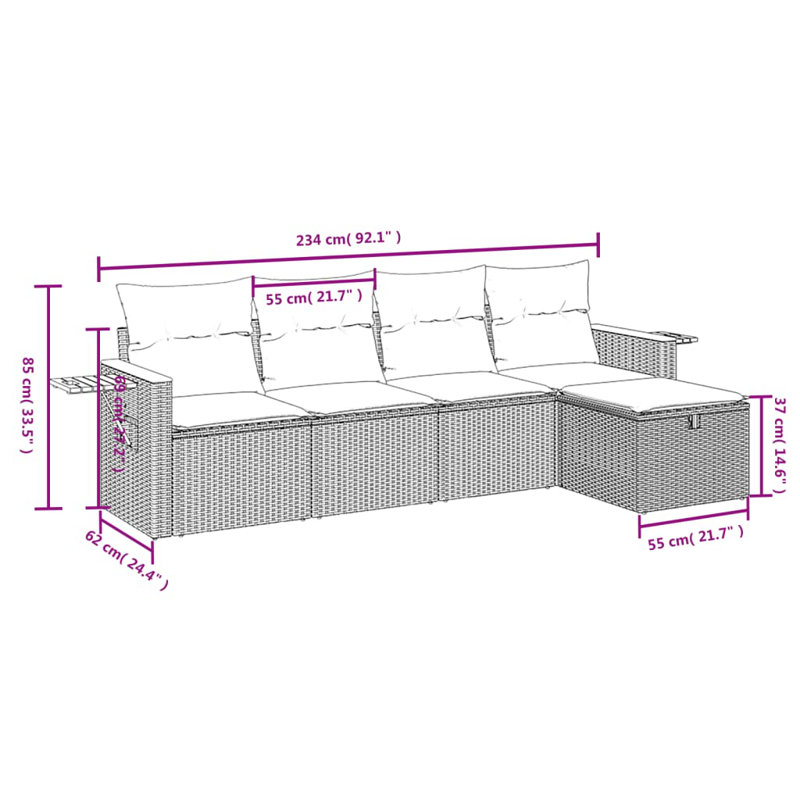 Vidaxl Garden Sofa Set Grey, Dark Grey