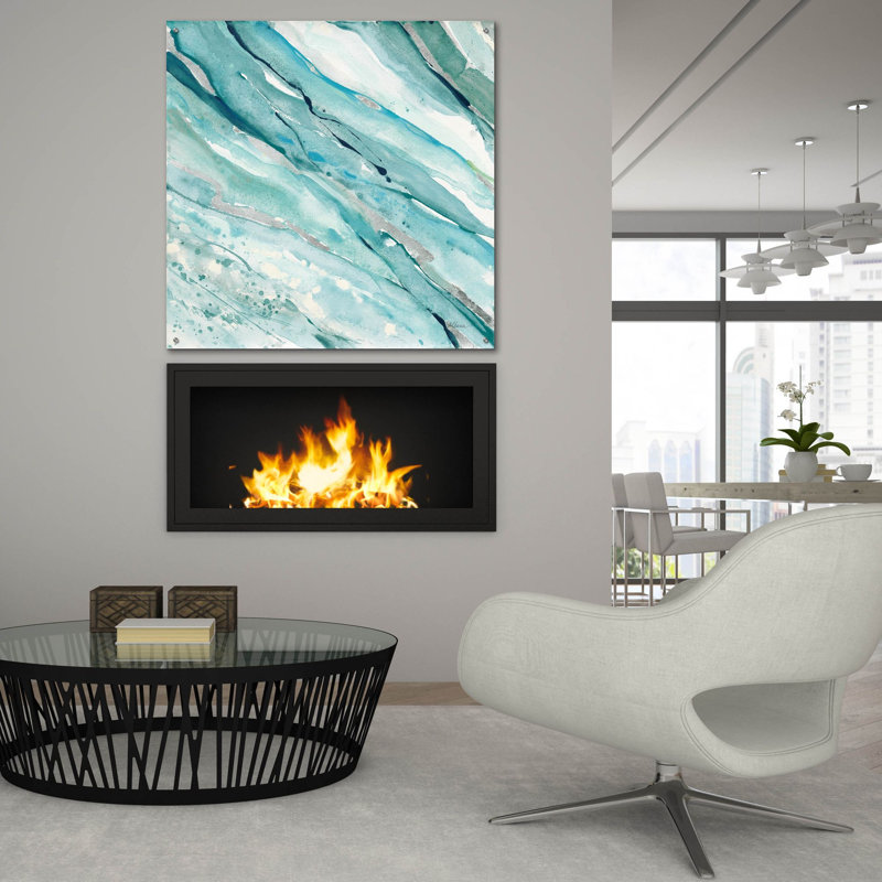 «Silver Springs I Blue Green» par Albena Hristova, art mural en verre acrylique, H 36 po x l 36 po x P 0,2 po