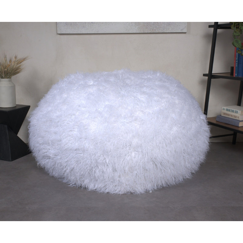 Faux Fur Bean Bag Chair, Purple Faux Fur, 42" H x 54" W x 54" D