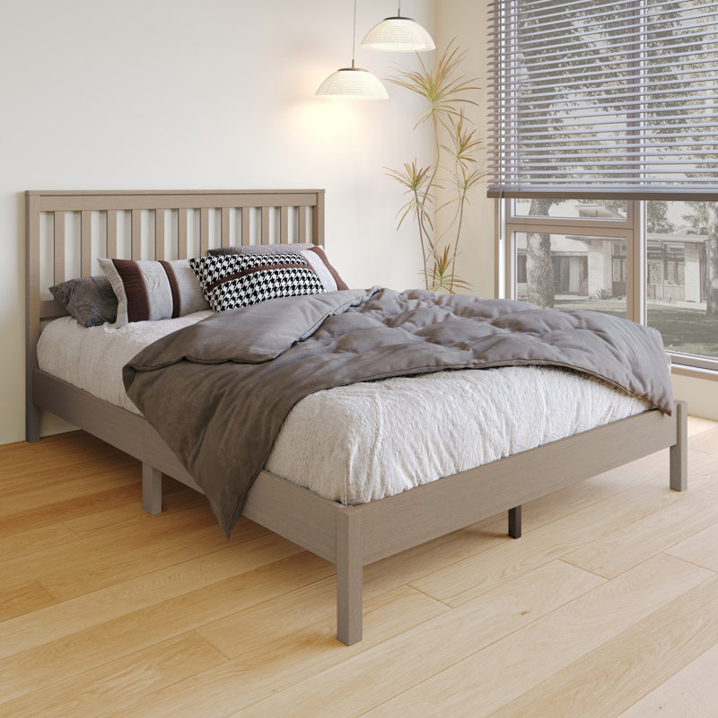 Freeland Wooden Platform Bed, Gray, King