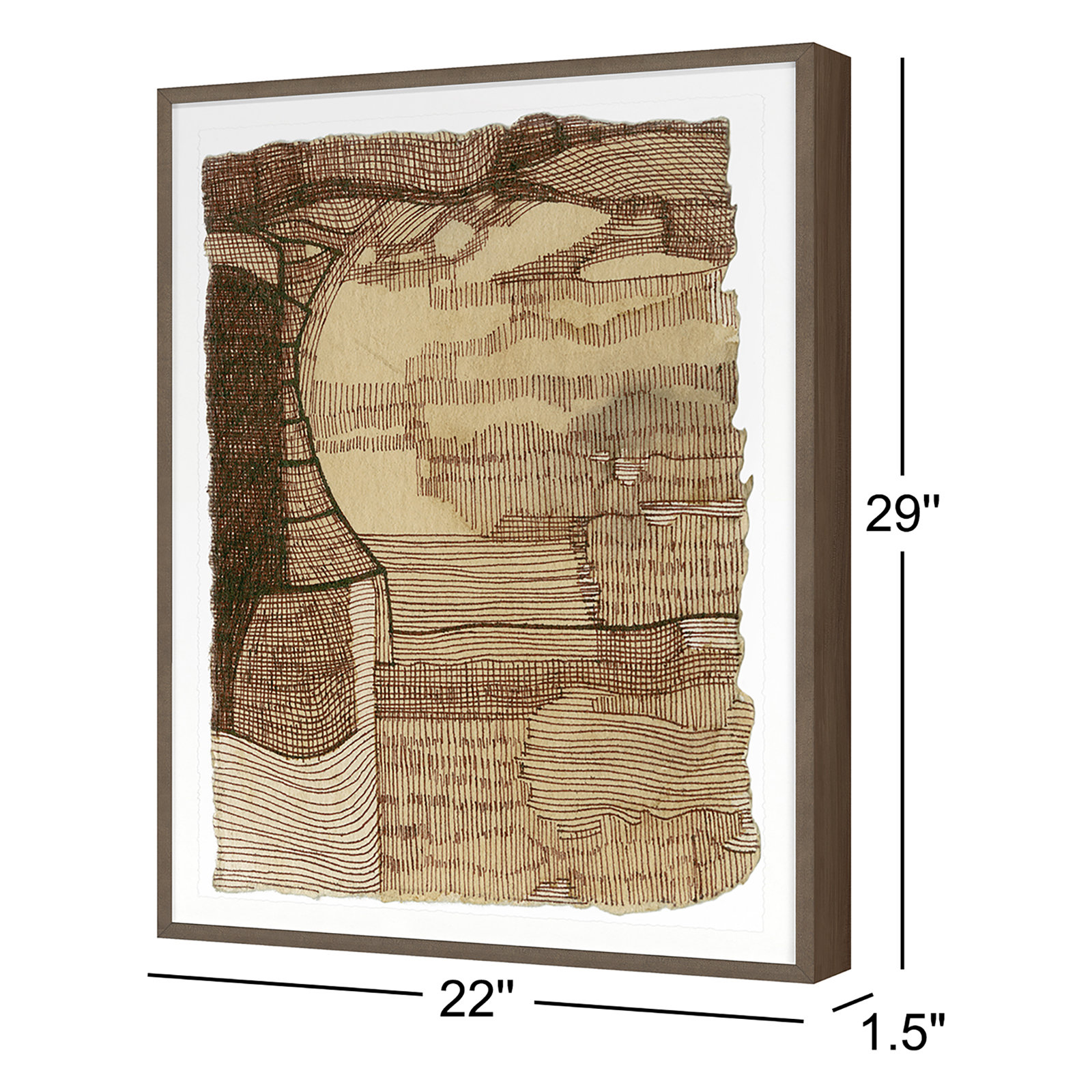 Coffee Drawing "Coffee Drawing 5" Print, Walnut, 29" H x 22" W x 1.5" D