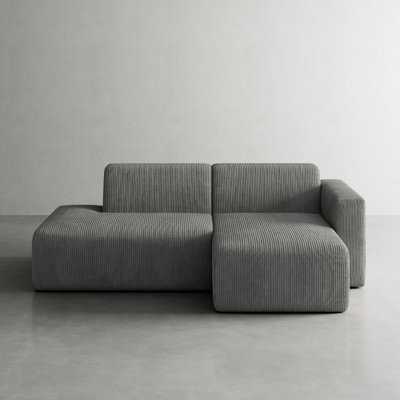 Berlare 2 - Piece Compression Upholstered Boneless Corduroy L-Shaped Modular Sectional Sofa Set – Fully Compressed, No Assembly Required