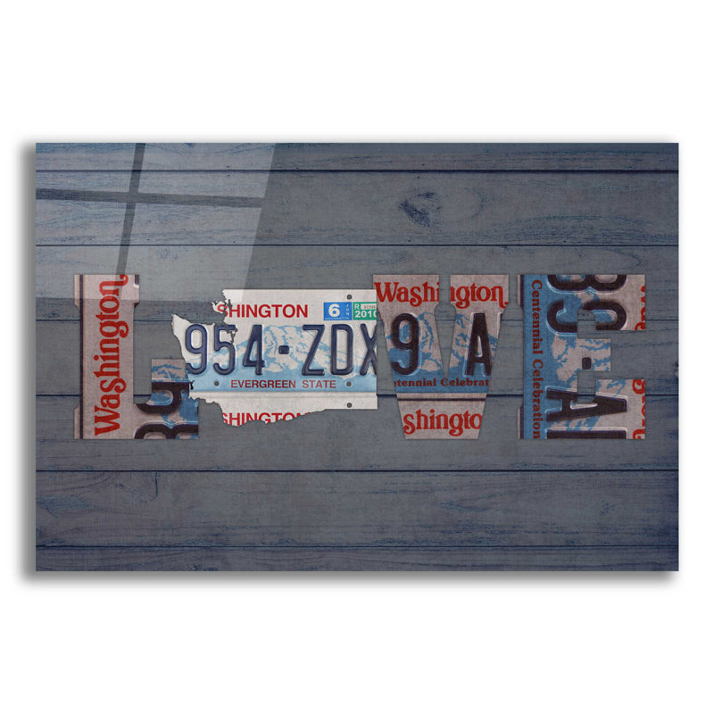 «WA State Love On» par Design Turnpike, art plastique, H 12 po x l 16 po x P 0,13 po