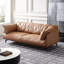 Causeuse coussin orange en cuir véritable-1837454956