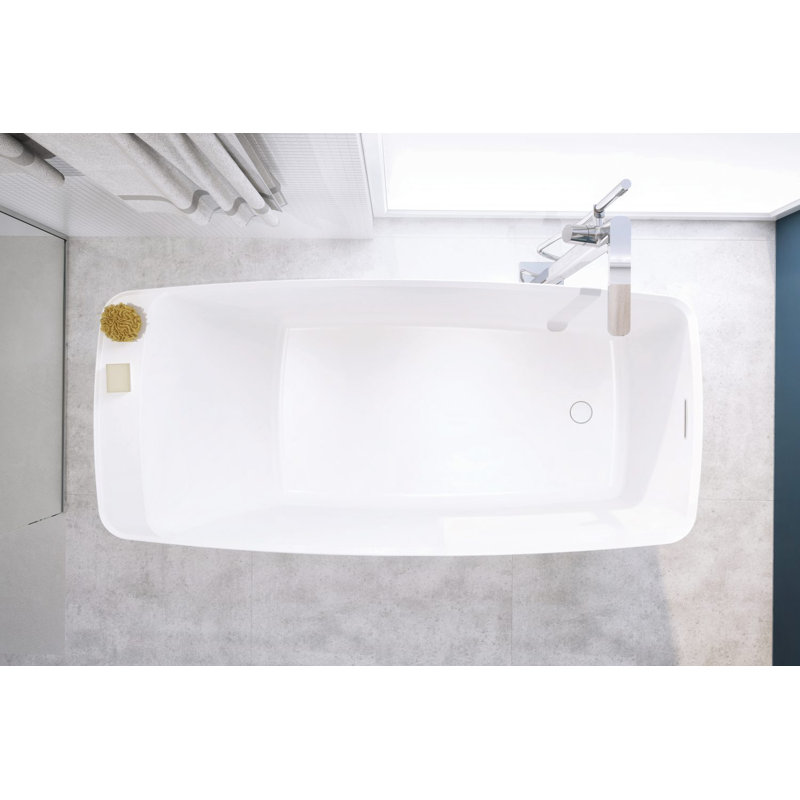 Lab 65.88'' L Soaking Bathtub, Matte White, White/Polished Chrome