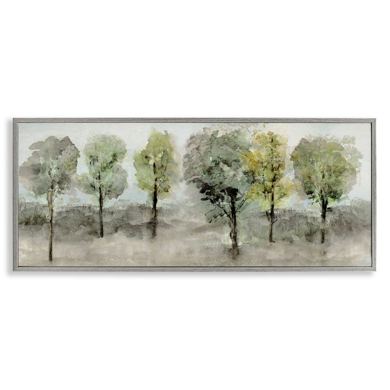 «Splashed Watercolor Trees», estampe numérique par Val Rhodes, Gris, H 10 po x l 24 po