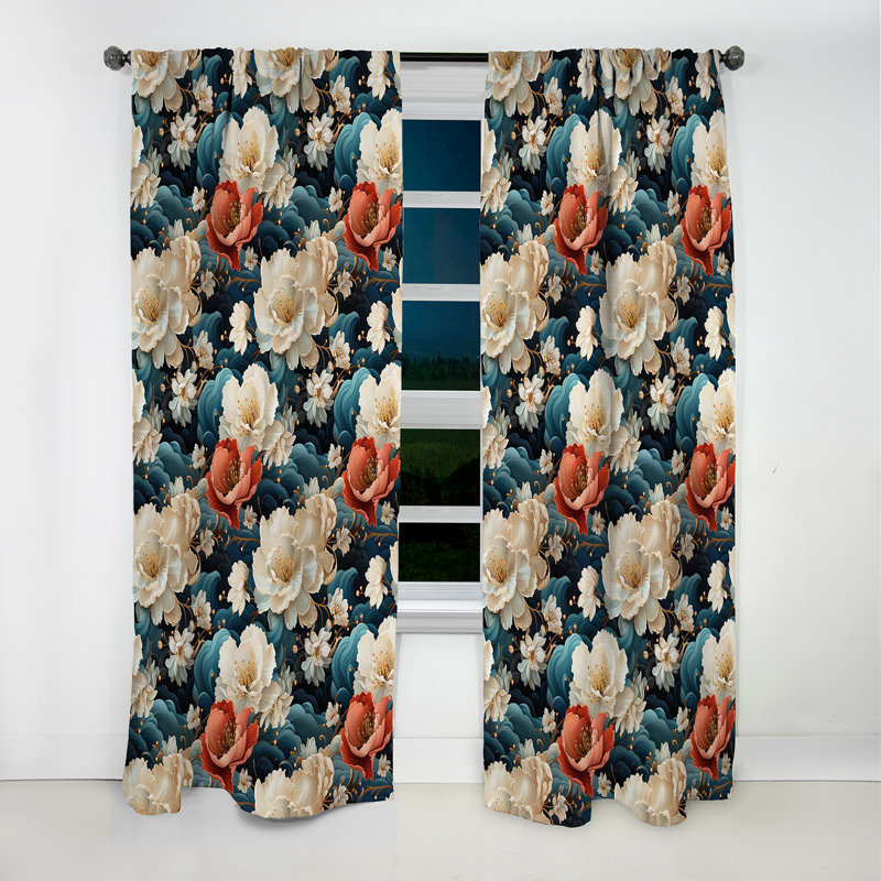 Kimono Whispers IV - Rideau oriental - Velours obscurcissant - 1 panneau, L 52 po x L 108 po