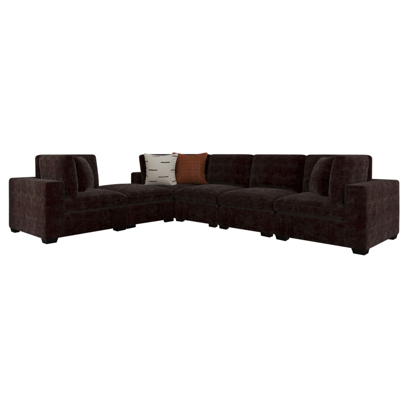 Trayce 6-piece Upholstered Modular Sectional Chocolate, Dark Chocolate Fabric