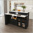 47" Kitchen Island with Extendable & Rotating Table, 4 Drawers, and Glass Door Cabinets – Marble Veneer Retro-129895317
