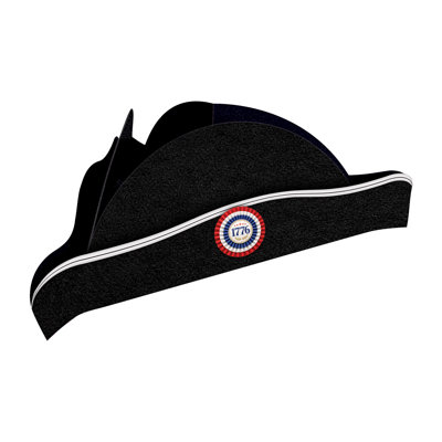 Chapeaux Beicle Patriot Tricorn - chapeaux de costume colonial noir avec rosette 1776, couvre-chef historique de taille adulte pour les événements à thème révolutionnaire, les célébrations patriotiques et les performances sur scène, ensemble de 2