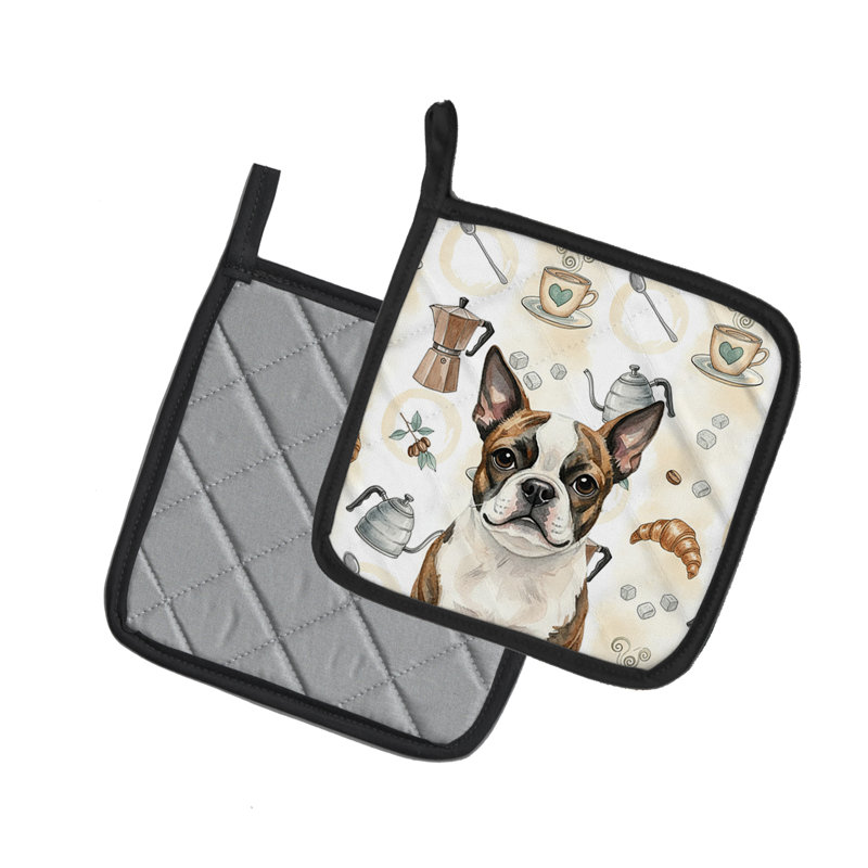 Paire de porte-casseroles Brindle Boston Terrier