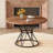 Modern Industrial Dining Table with Walnut Wood Grain Top for 4-6 People-129103786