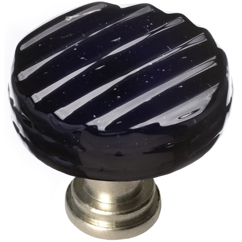 Texture Glass Mushroom Knob, Satin Nickel, Black