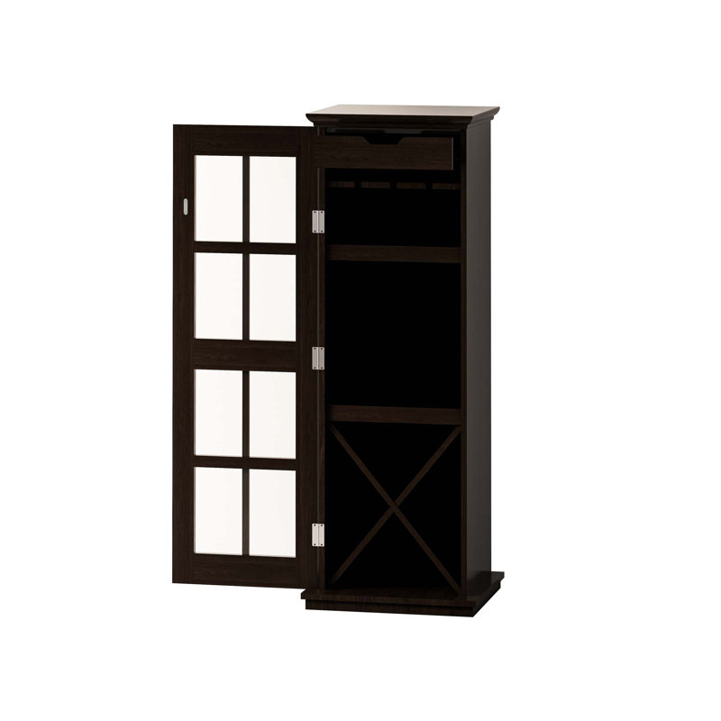 Armoire à vin moderne avec porte en verre à trois couches, avec tiroir et support à vin en forme de X, pour le salon, la cuisine, la salle à manger, le bar
