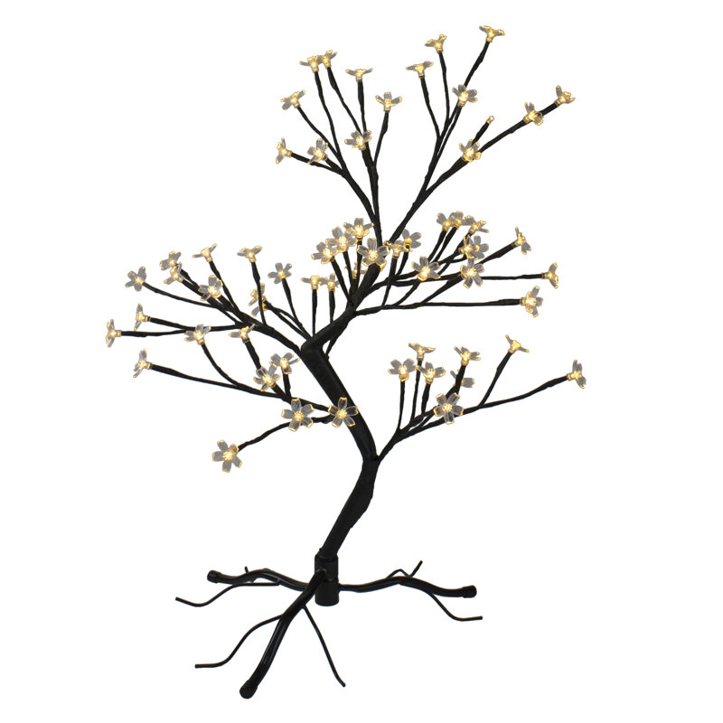 Arbre artificiel japonais 25 "pré-éclairé Sakura Blossom, Blanc chaud