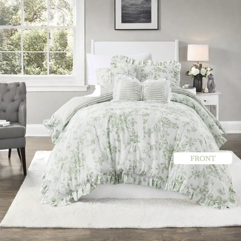 Premium Polyester Twin Bedding Sets, Modern Floral Ruffle for Home