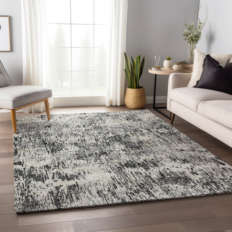 Premium Machine Washable Laxmeena AMF66 Gray Rug, Rectangle 5' x 7'6"