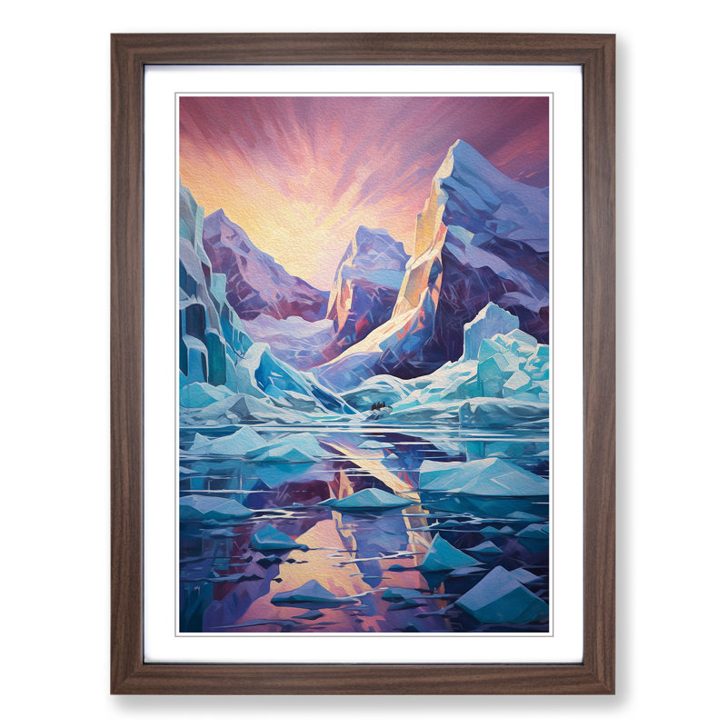 Glacier Futurism No.2 - Framed Print, Walnut, 46cm H x 34cm W x 2cm D