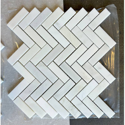 Statuary 1x3 Herringbone Marble Mosaic Tile