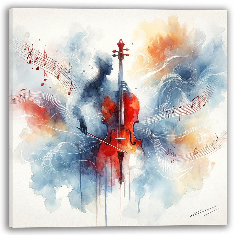 «Vibrant Symphony Violin» sur toile, H 12 po x l 12 po x P 1 po