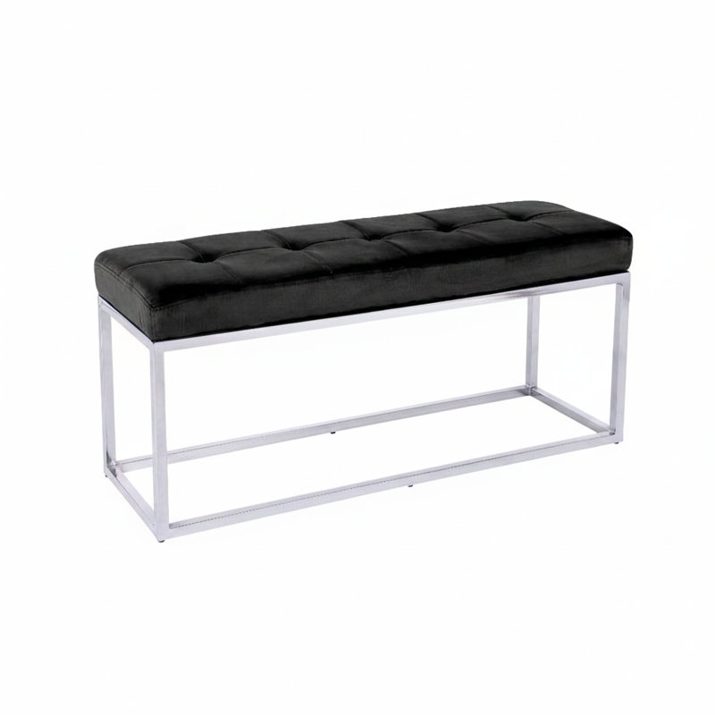 Clara Velvet Upholstery Dining Bench, Black