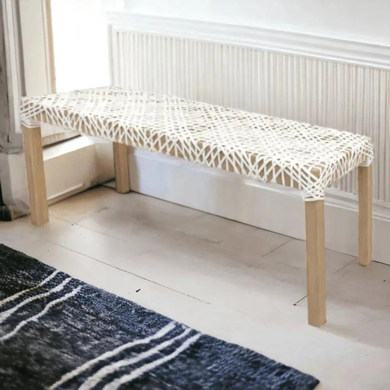 Banc en cuir tissé sans dossier Lulu
