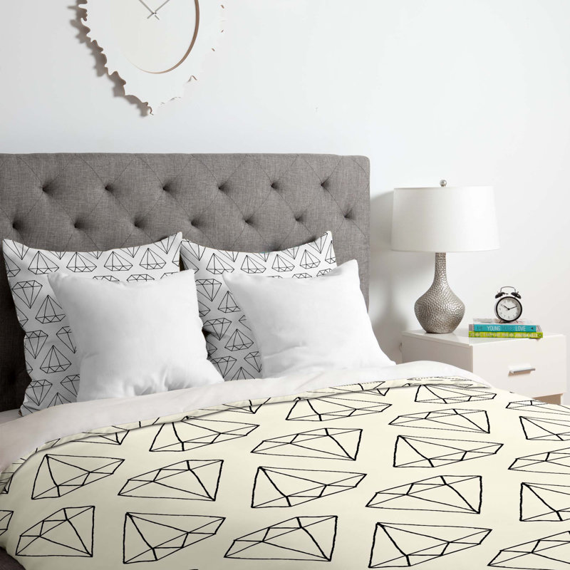 Wesley Bird Polyester Geometric Shapes Duvet Cover, King Duvet Cover + 2 King Shams