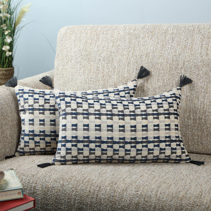 Housse de coussin en jacquard Tatami (ensemble de 2), Pacific Tatami