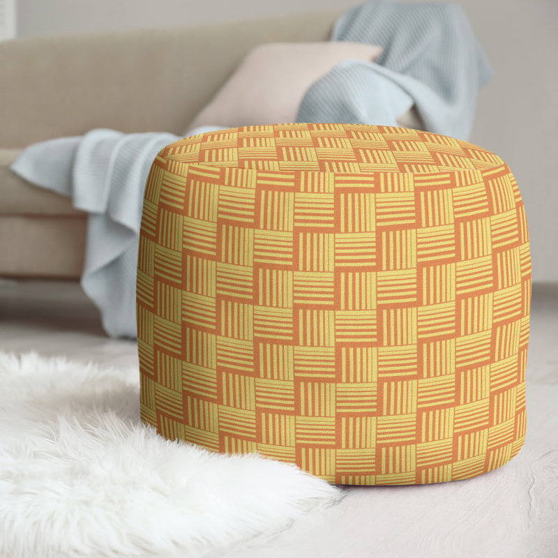 repose-pieds à rayures classic basketweave, Orange / Jaune