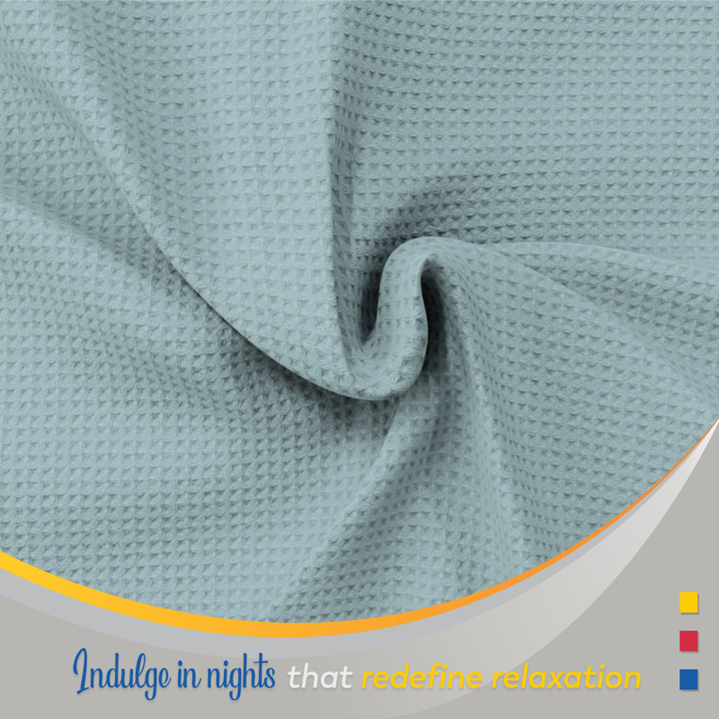 Couverture 100% coton tissée à la main, douce et antimicrobienne, Double / double, Bleu clair