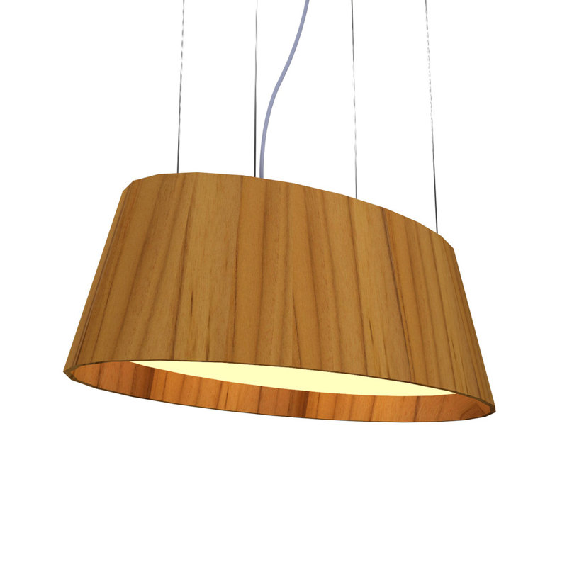 Teak Oval LED Pendant Light with American Walnut Finish