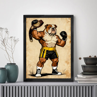 Art encadré noir Bulldog rétro encadré noir