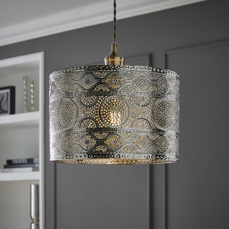 20.5cm H Metal Drum Pendant Shade ( Spider ) in Chrome