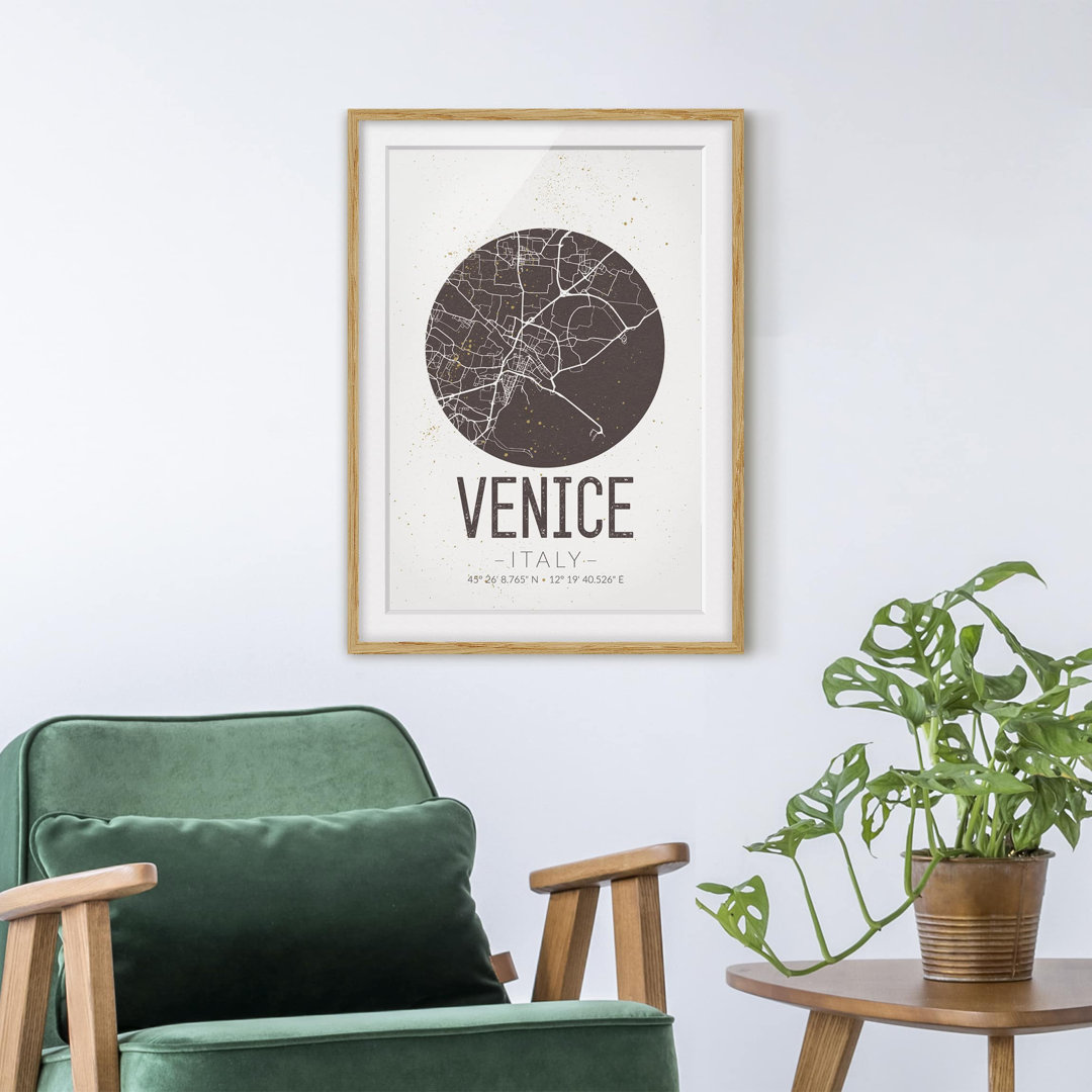 Poster Retro Venedig Straßenkarte