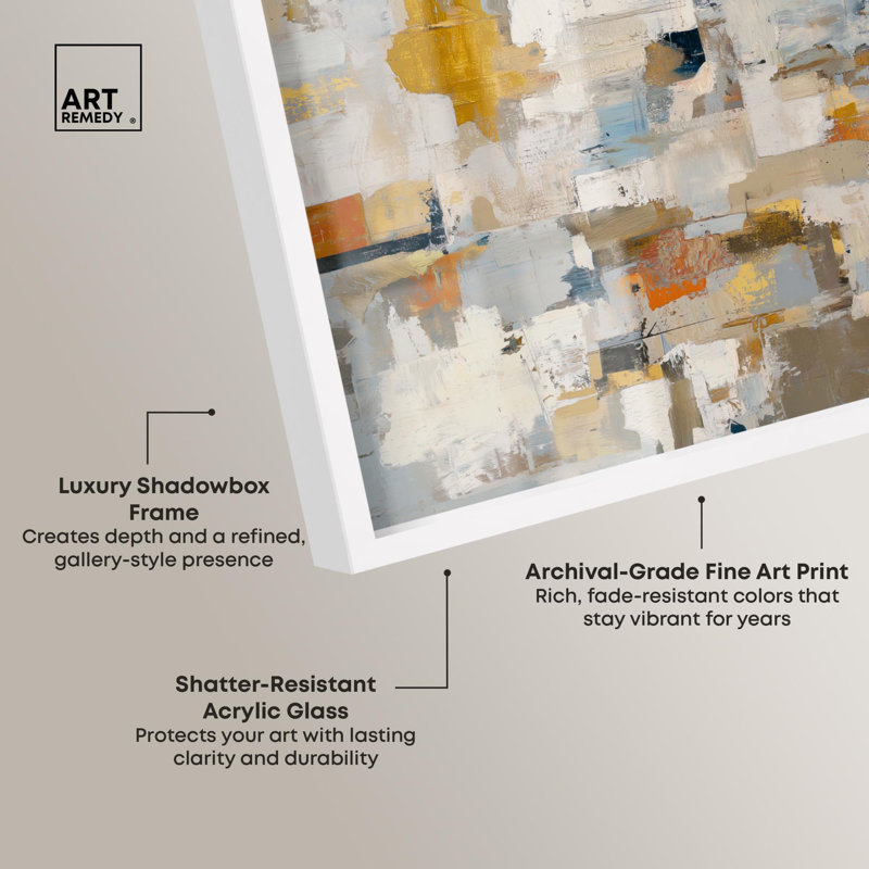«Urban Sediment Boho Art Shadowbox» par Art Remedy, H 37 po x l 55 po, Blanc