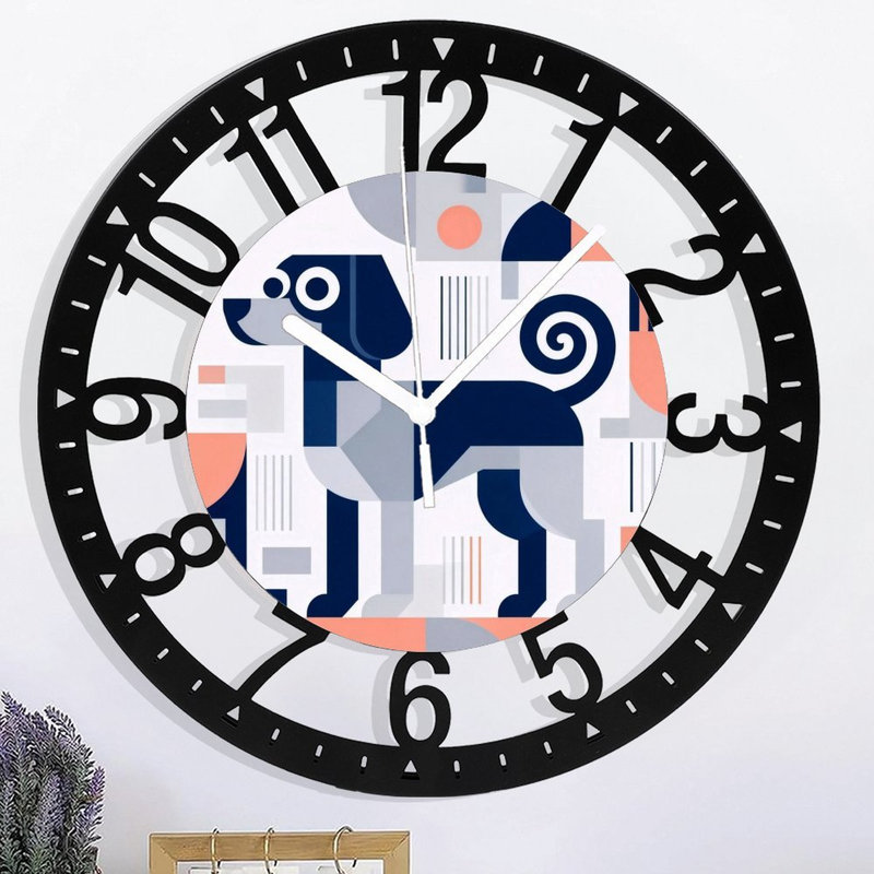 Horloge murale ronde en fer 10 po avec mouvement à quartz silencieux, chiffres arabes, impression UV, Marine