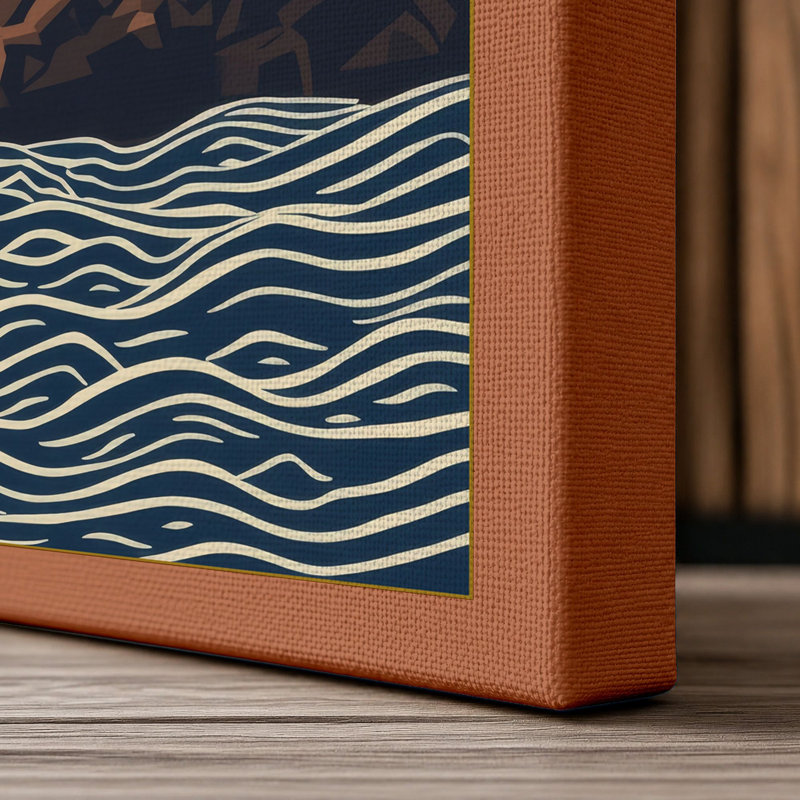 Beacon Light Coastal 1 Piece Wrapped Canvas Wall Art, 24x16 - 61.0 x 40.6 cm, Terracotta Border